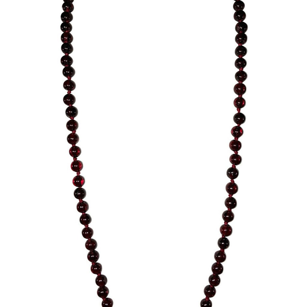 Art Deco Bohemian Red Garnet Round Bead Necklace